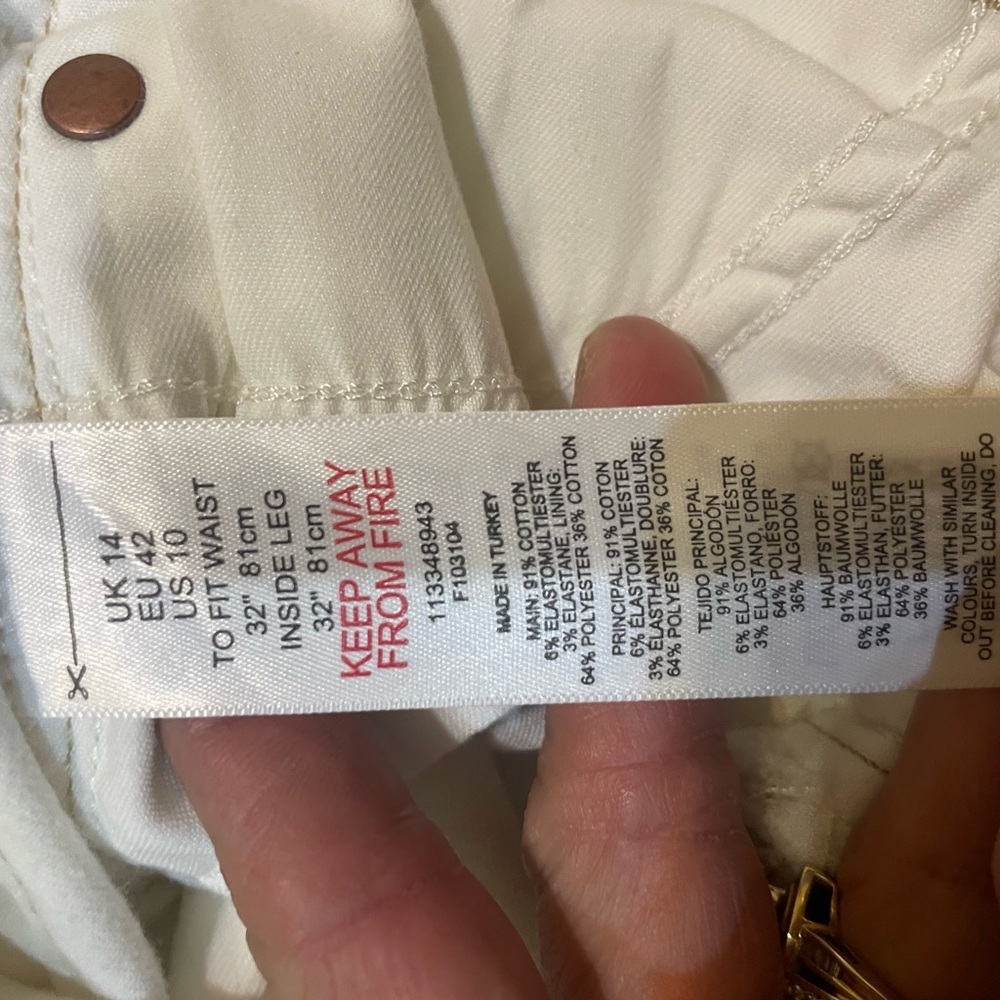 white denim pants topshop size l w 32‎ / 81 cm long - Picture 13 of 15